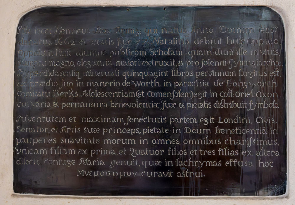 Henry Box Memorial at St Mary’s, Witney